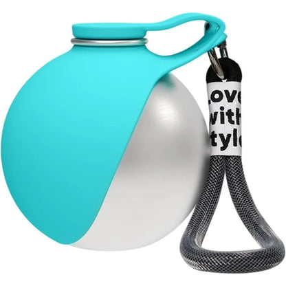 Removable and portable silicone bowl dog water bottle 285ml leak-proof design, with hanging accessory suitable for outdoor use
