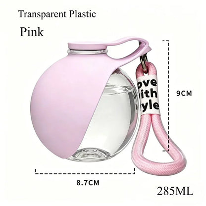 Removable and portable silicone bowl dog water bottle 285ml leak-proof design, with hanging accessory suitable for outdoor use