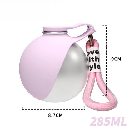 Removable and portable silicone bowl dog water bottle 285ml leak-proof design, with hanging accessory suitable for outdoor use
