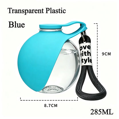 Removable and portable silicone bowl dog water bottle 285ml leak-proof design, with hanging accessory suitable for outdoor use