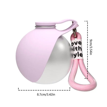 Removable and portable silicone bowl dog water bottle 285ml leak-proof design, with hanging accessory suitable for outdoor use