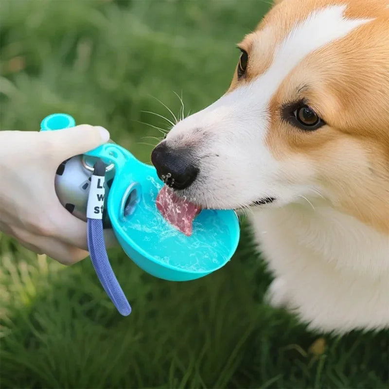 Removable and portable silicone bowl dog water bottle 285ml leak-proof design, with hanging accessory suitable for outdoor use